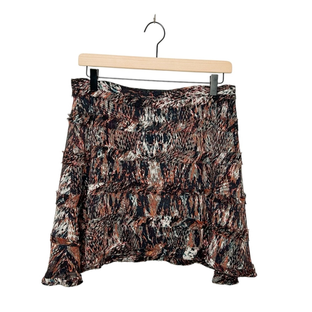 PJK Patterson J Kincaid Abstract Print Tiered Ruffle Mini Skirt Indie‎ Sleaze S